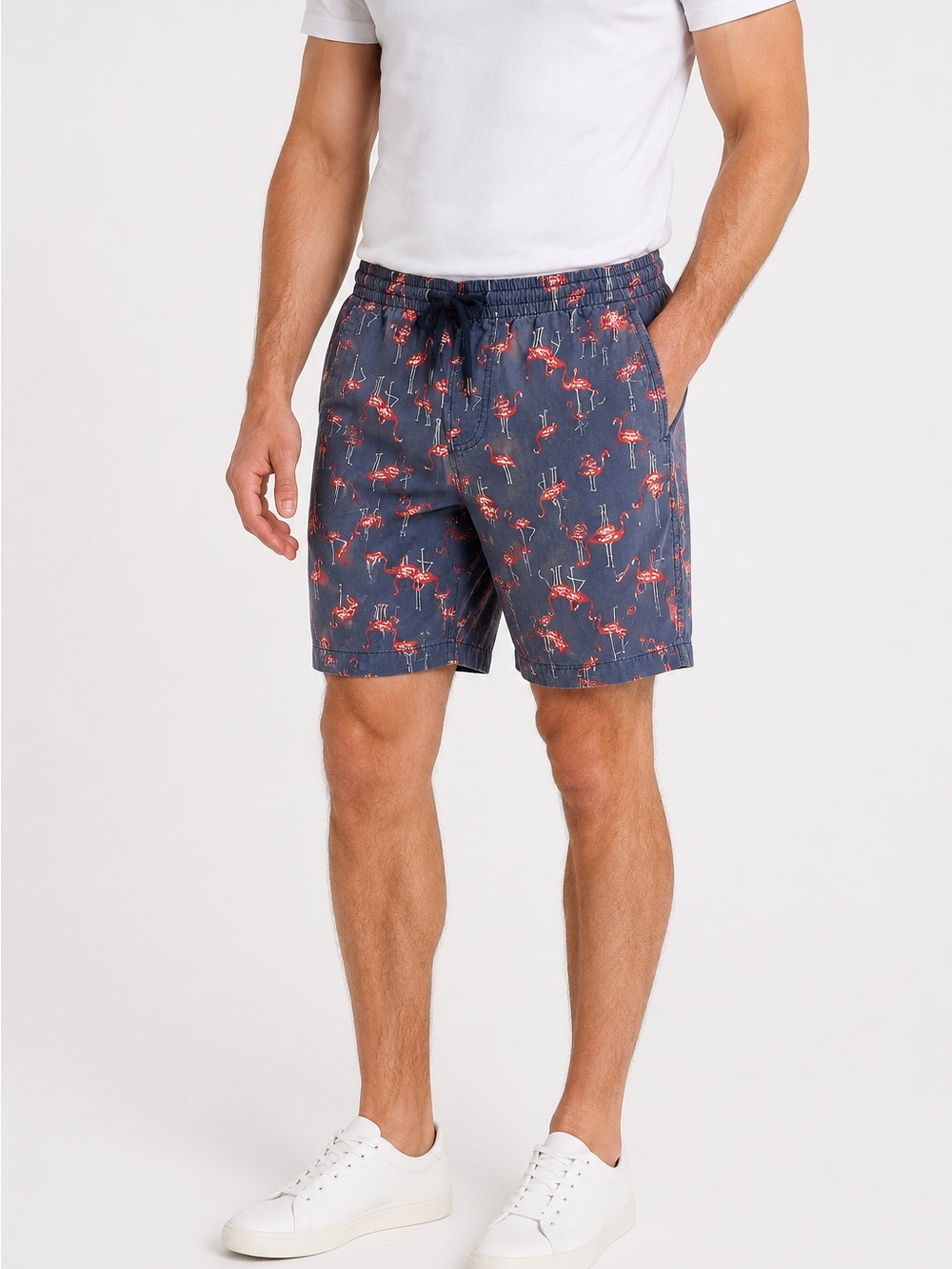 Island Republic Men’s M Navy Flamingo Print Drawstring Casual Shorts